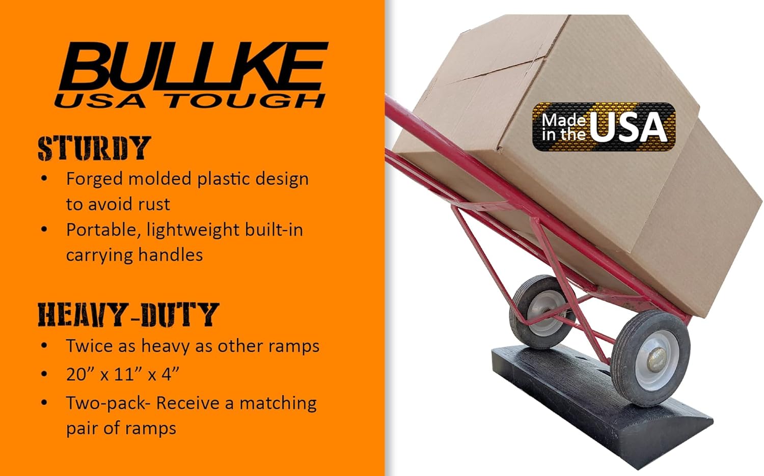 2 Pack: BULLKE Curb Ramp Large Bolt-Down Heavy Duty Super Thick Tough Plastic (not Smelly Rubber) 4 Rise for Driveway Ramps for Low Cars