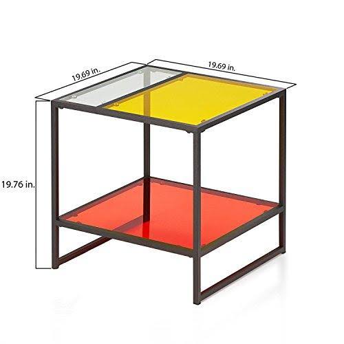Furniture of America Serr Contemporary Multi-Color Glass Top End Table