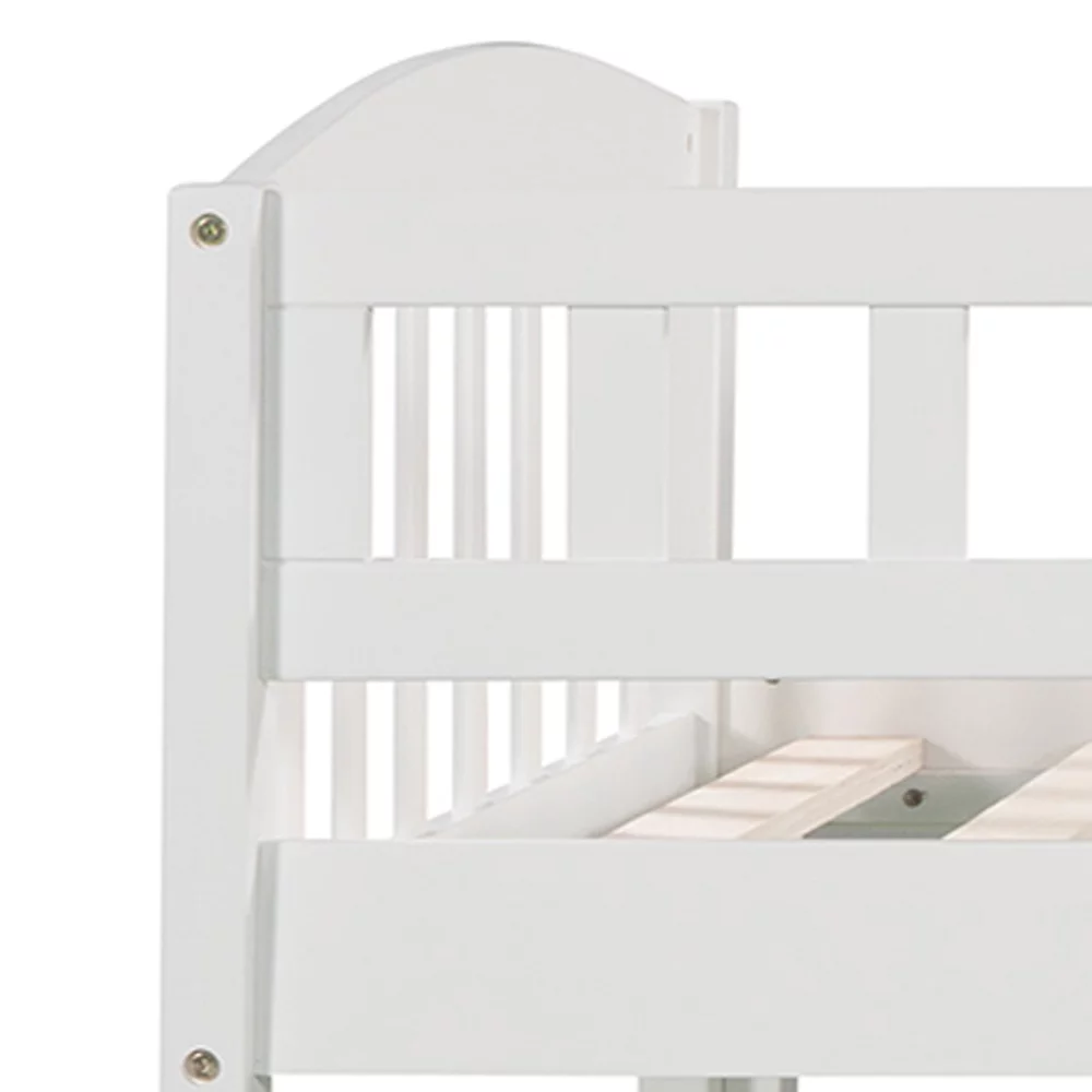 Double loft bed with slide and ladder, white works well with a variety of decor styles, allowing you to easily elevate and enhance your space