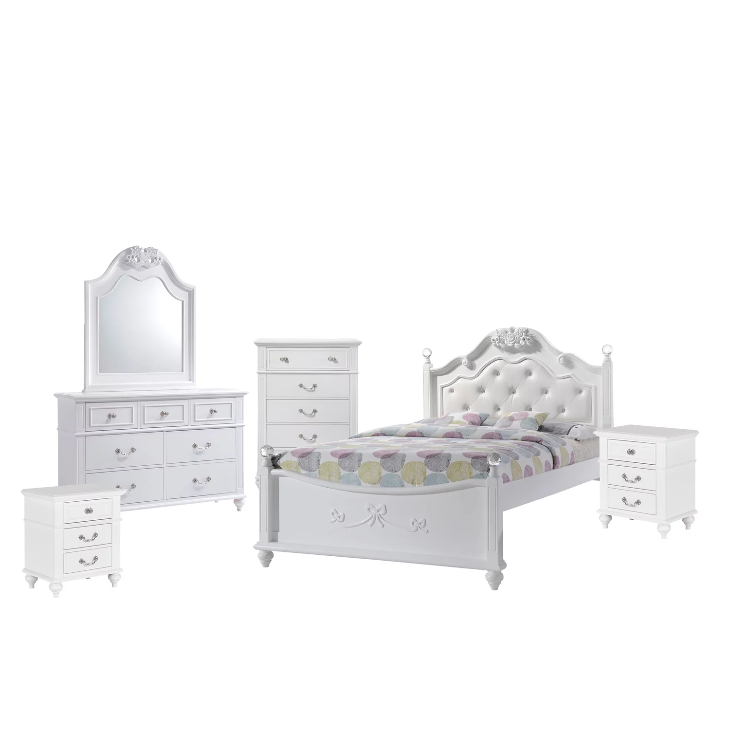 Picket House Furnishings Annie 6 Piece Full Bedroom Set in White