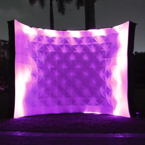 White Inflatable Photo Booth Wall with Led Lights(16 Colors Changing), Inflatable Tent(8.3x4x8.3 ft) Inner Air Blower for Parties Anniversary Events