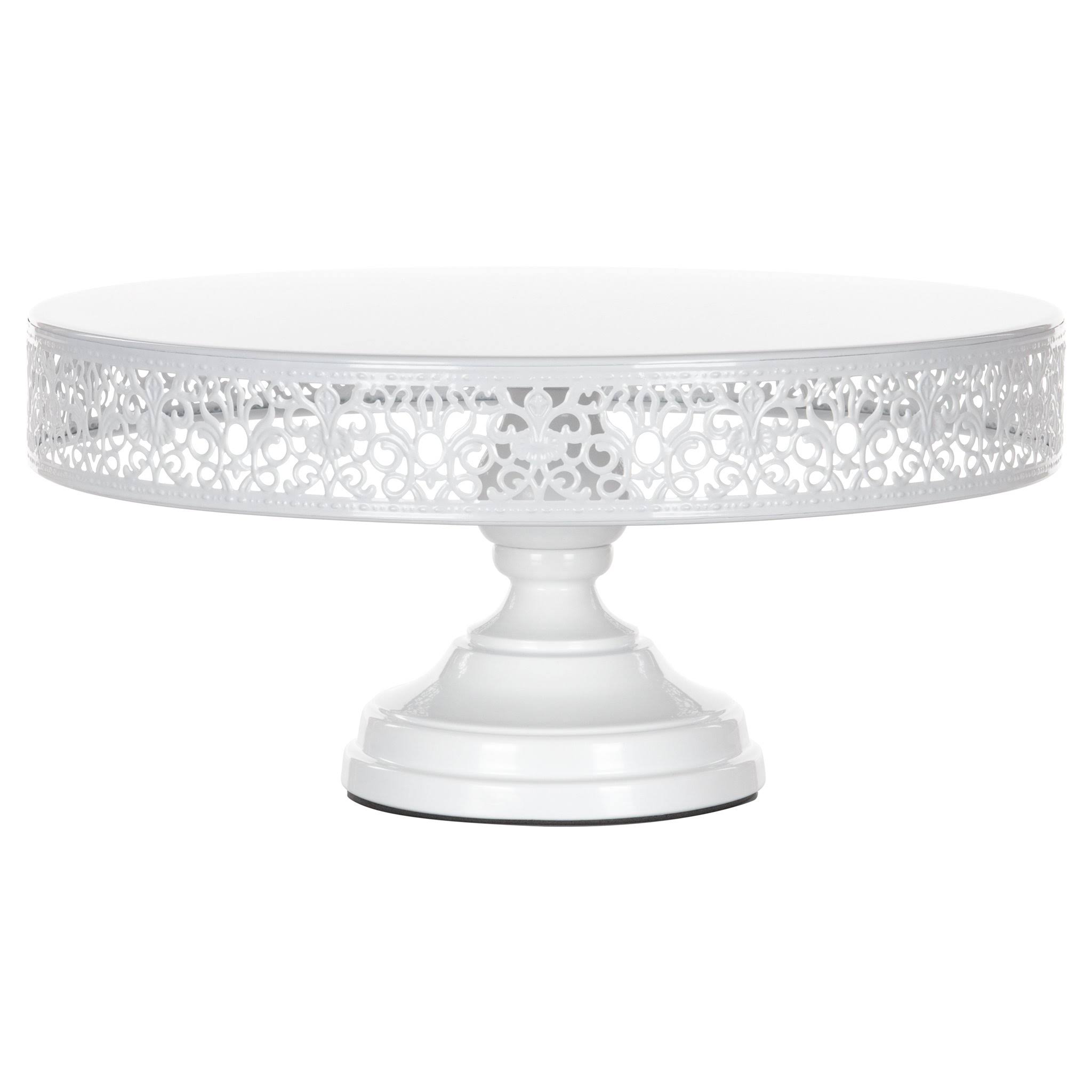14 inch Round Metal Wedding Cake Stand (White)