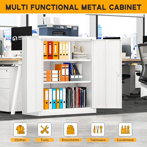 Greenvelly Metal Storage Cabinet, 72" Black Locking Storage Cabinets with Doors and 4 Shelves, Metal Cabinet for Garage Home Office, Classroom