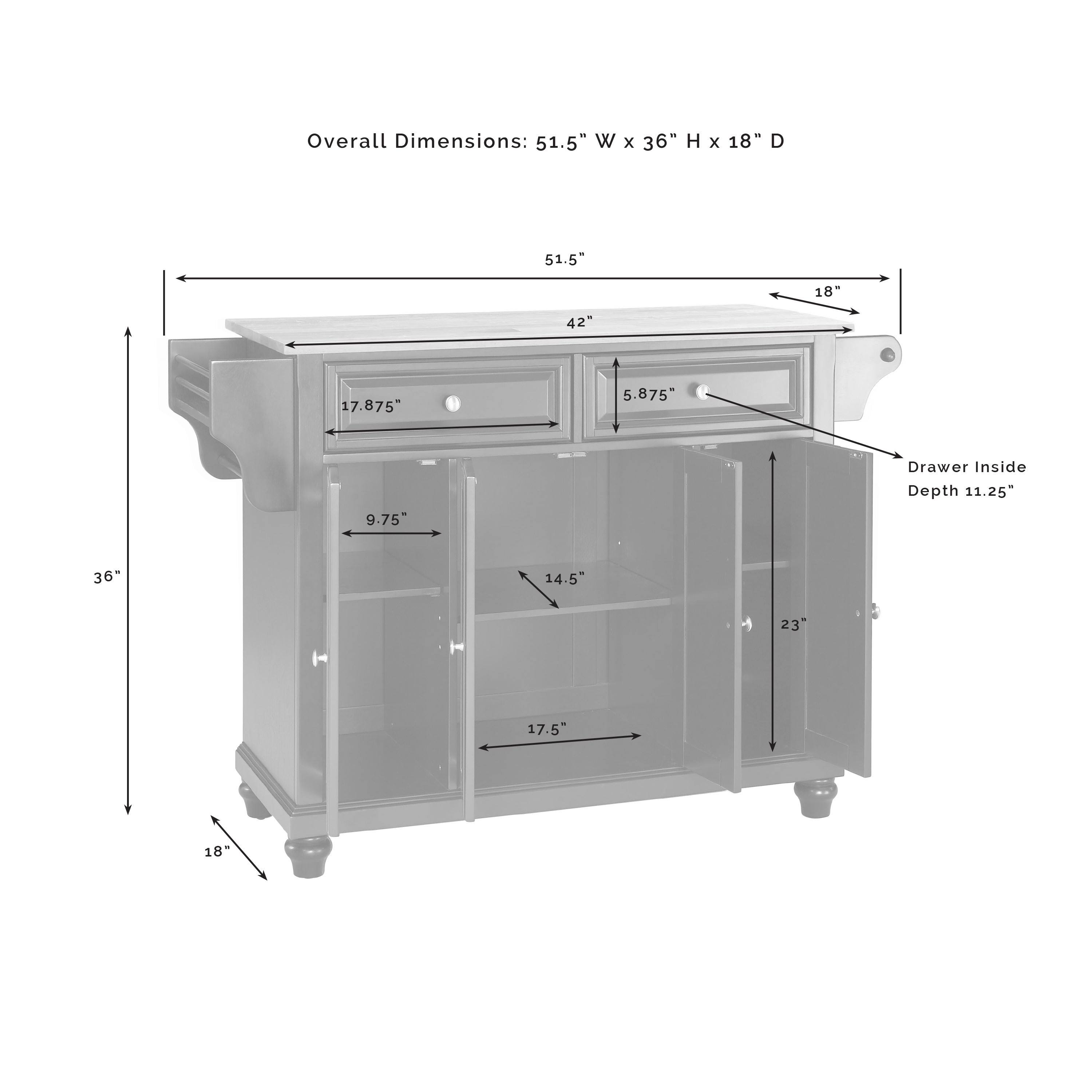 Crosley Cambridge Granite Top Full Size Kitchen Island/Cart, Black