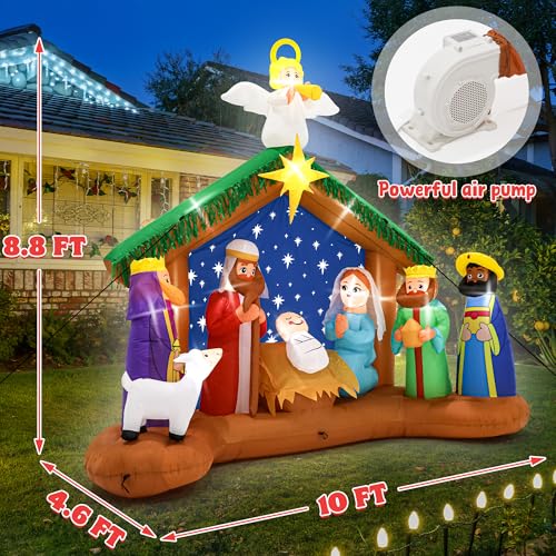 16FT Christmas Inflatable Snowman Outdoor Decorations, Giant Christmas Snowman, Holiday Blow Up Yard Decor with LED Lights