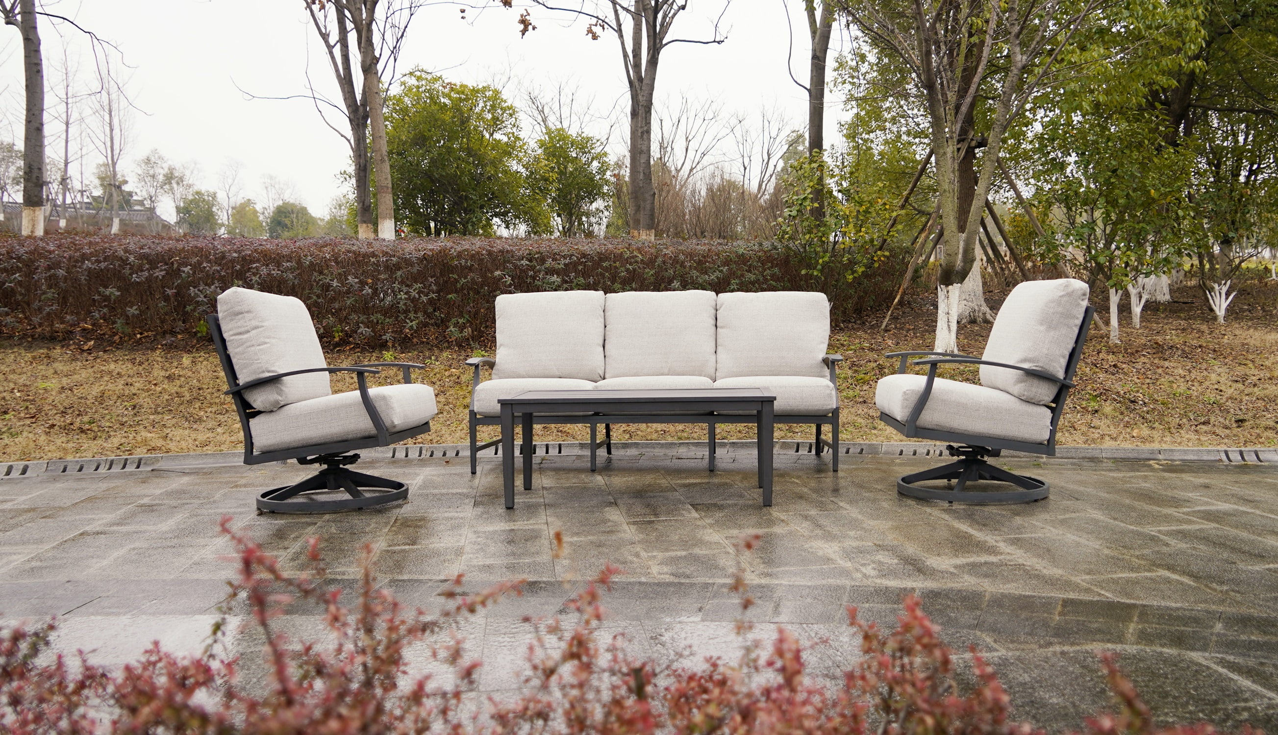 Terrace Living West Lake Outdoor Aluminum Coffee Table Slate Finish