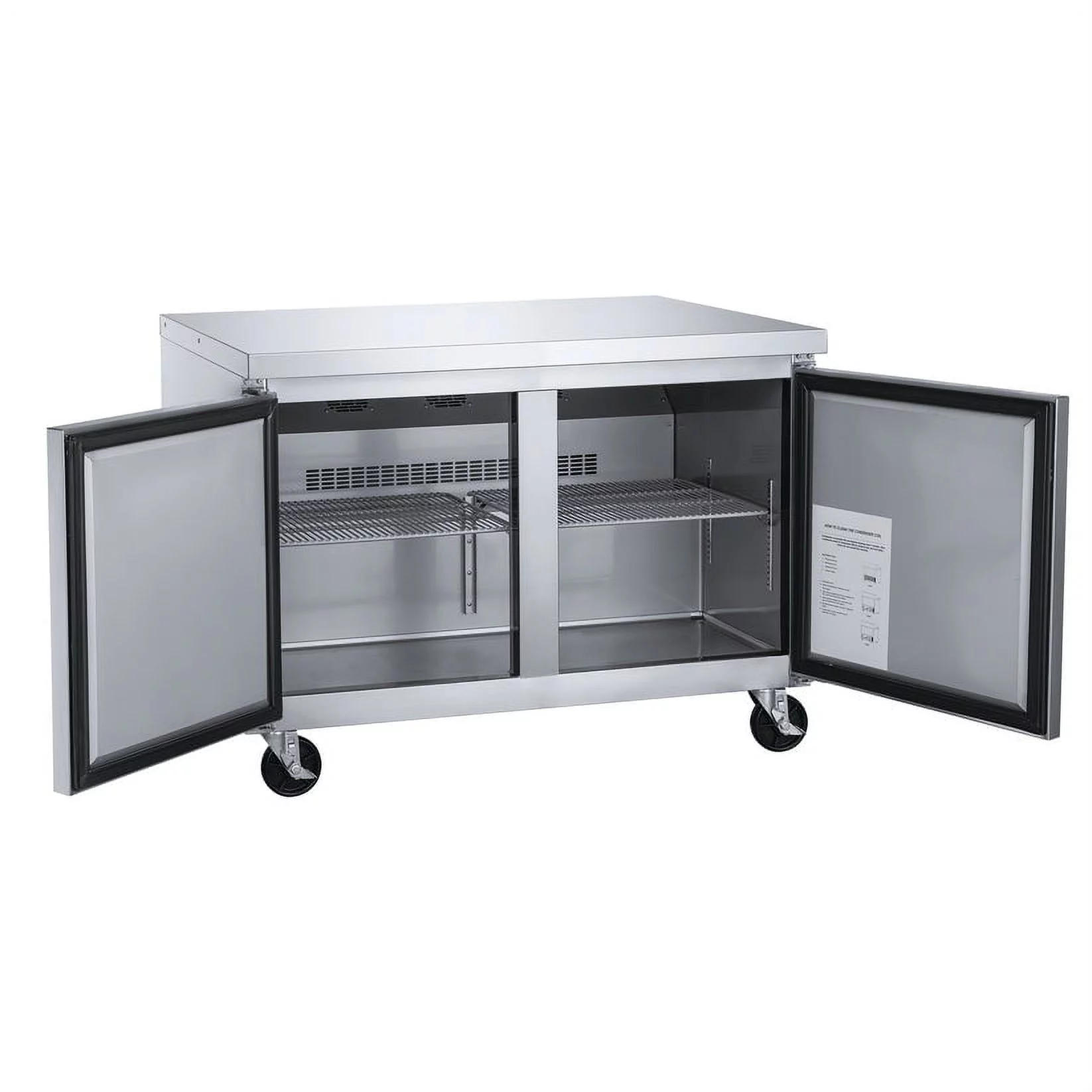 60 in. Two Door Commercial Upright Undercounter/Worktop Refrigerator 15.53 cu. ft.