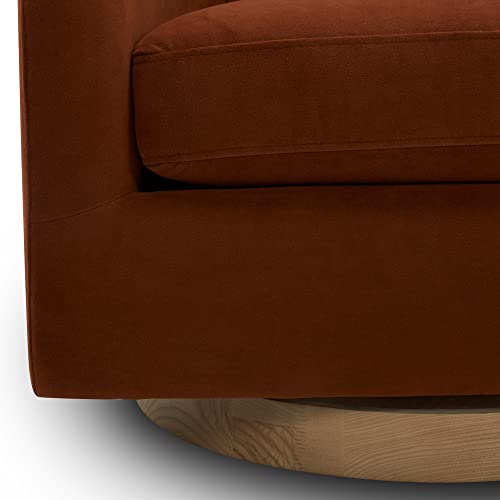 CHITA Swivel Accent Chair, FSC Certified Upholstered Fabric Barrel Chair for Living Room, Fully Assembled, Flax Beige