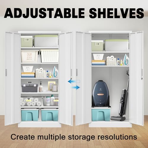 Metal Storage Cabinet with 2 Doors and 5 Adjustable Shelves