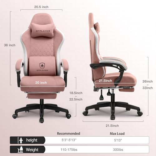GTPLAYER Gaming Chair, Computer Office Chair with Pocket Spring Cushion, Linkage Armrests and Footrest