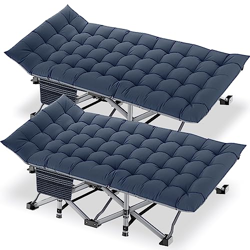 DoCred Folding Camping Cot with Mattress, 2 Pack Heavy Duty Folding Cot for Adults, Portable Sleeping Cot Bed Adults Outdoor Bed with Carry Bag