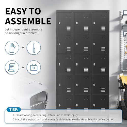 6 Doors Metal Lockers for Employees 72" H Storage Cabinet Lockable Locker with Shelves Steel Storage Locker for Gym School Office Home Requires