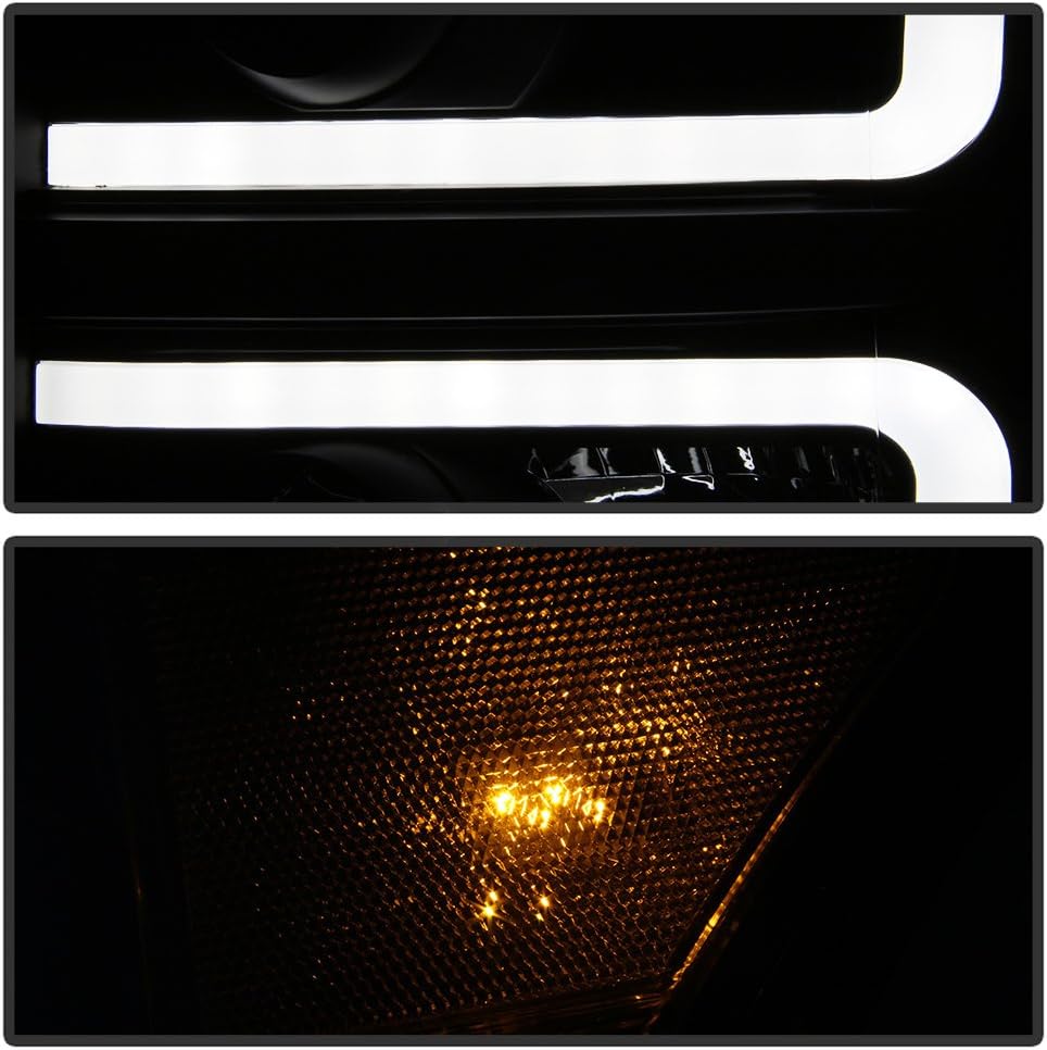 ACANII - For Black Smoke 2011-2016 Ford F250 F350 SuperDuty LED DRL Tube Projector Headlights Driver + Passenger Side