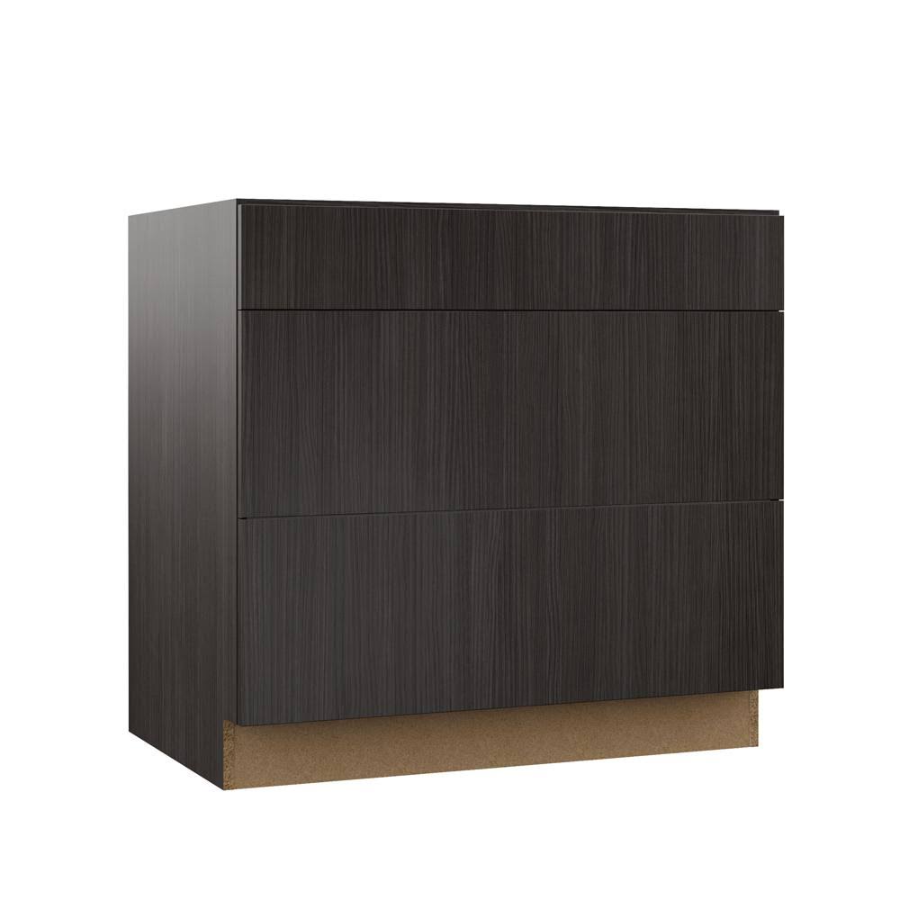 Hampton Bay Designer Series Edgeley Assembled 36x34.5x23.75 in. Pots and Pans Drawer Base Kitchen Cabinet in Thunder