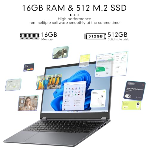 EYY 2 in 1 Laptop Computer, 15.6" 16GB DDR4 512GB SSD Touchscreen Notebook, AMD Ryzen R3 3200U(Up to 3.5 GHz), Radeon Vega 3, 1920x1080 FHD Display