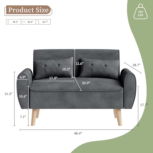 Vongrasig 47" Small Modern Loveseat Sofa