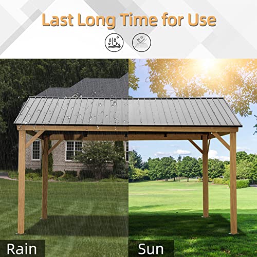 Domi 10’ x 10’ Hardtop Gazebo Metal Frame Canopy with Netting & Curtains