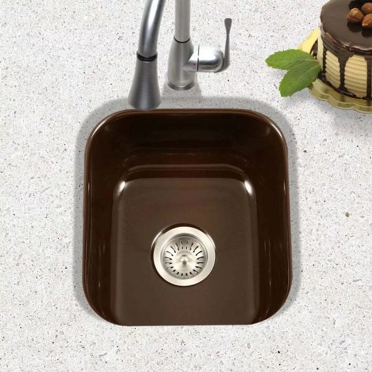 Houzer PCB-1750 LE 15-5/8" x 17-5/16" Porcelain Enamel Steel Undermount Bar/Prep Sink