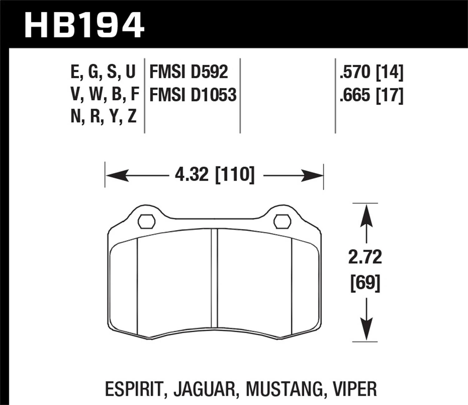 Hawk Performance HB194B.665 HPS 5.0 Disc Brake Pad