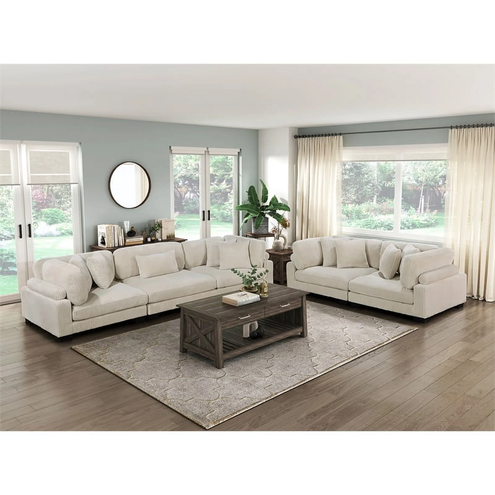 Lexicon Traverse Upholstered Corduroy Fabric Loveseat in Beige