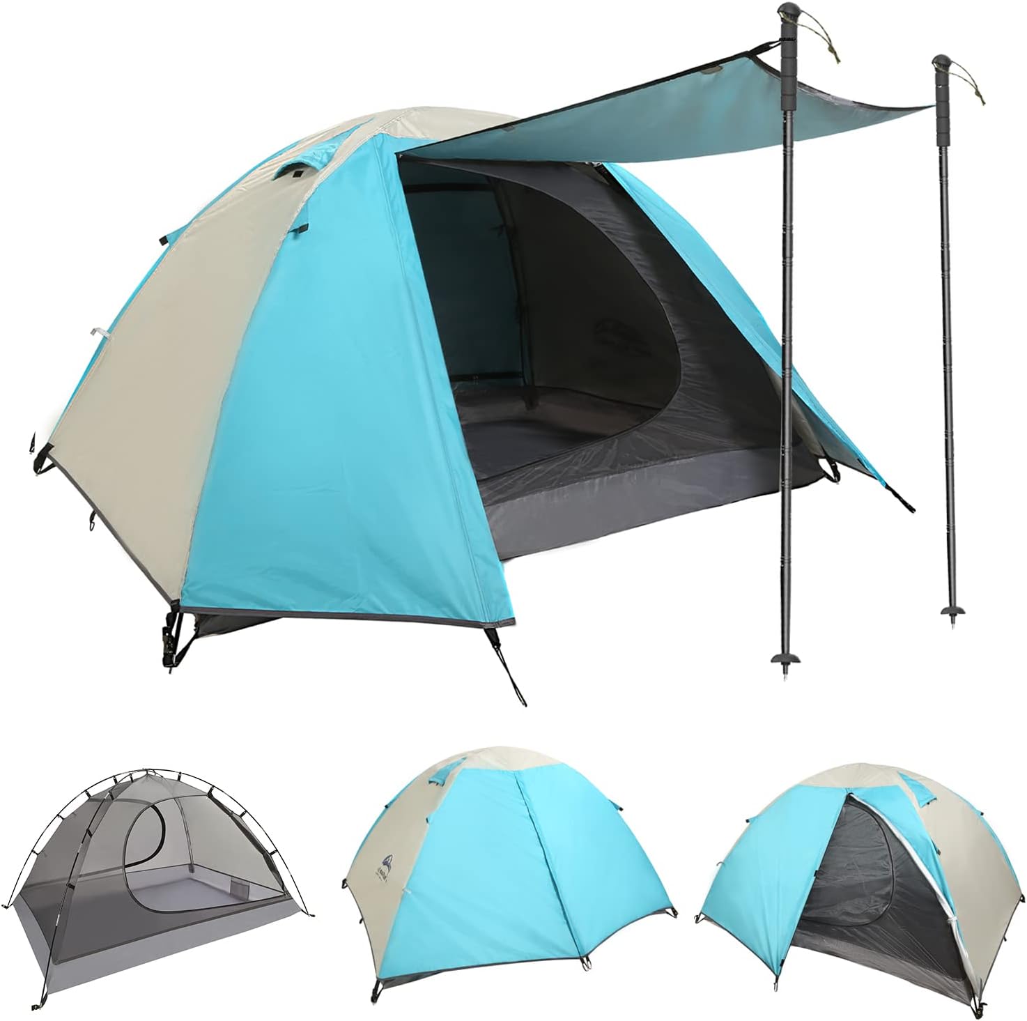 Lightweight Backpacking Tent,2 Person Ultralight Waterproof Double Layer Camping Tent Two Door Dome Camping Tent Easy Setup Tent for Family, Outdoor