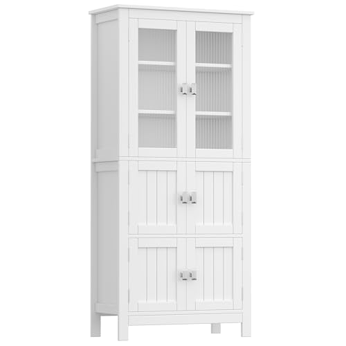 53.1" Tall Bathroom Storage Cabinet with 6 Doors and Adjustable Shlef, Bathroom Organizers and Storage, Linen Cabinet, Cupboard for Living Room