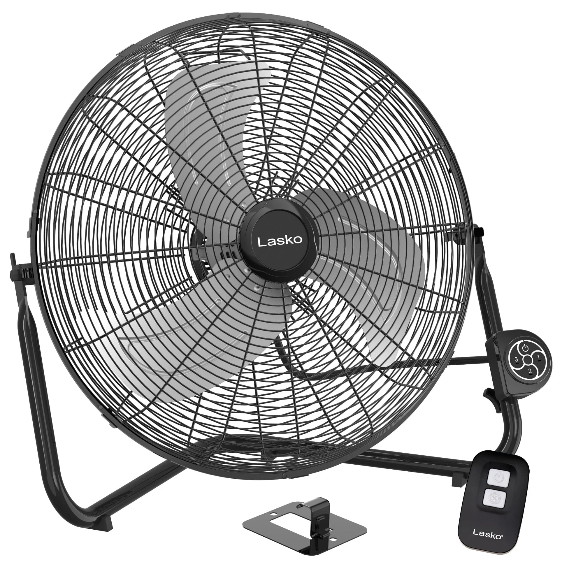Lasko 20 High Velocity Floor Fan, Wall Mount Option and Remote, 22 H, Black, H20685, New