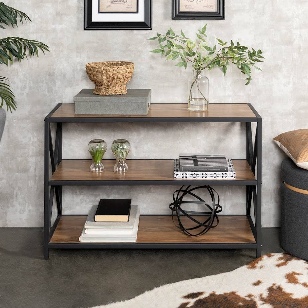 Walker Edison - 3-Shelf Bookcase - Brown/Black