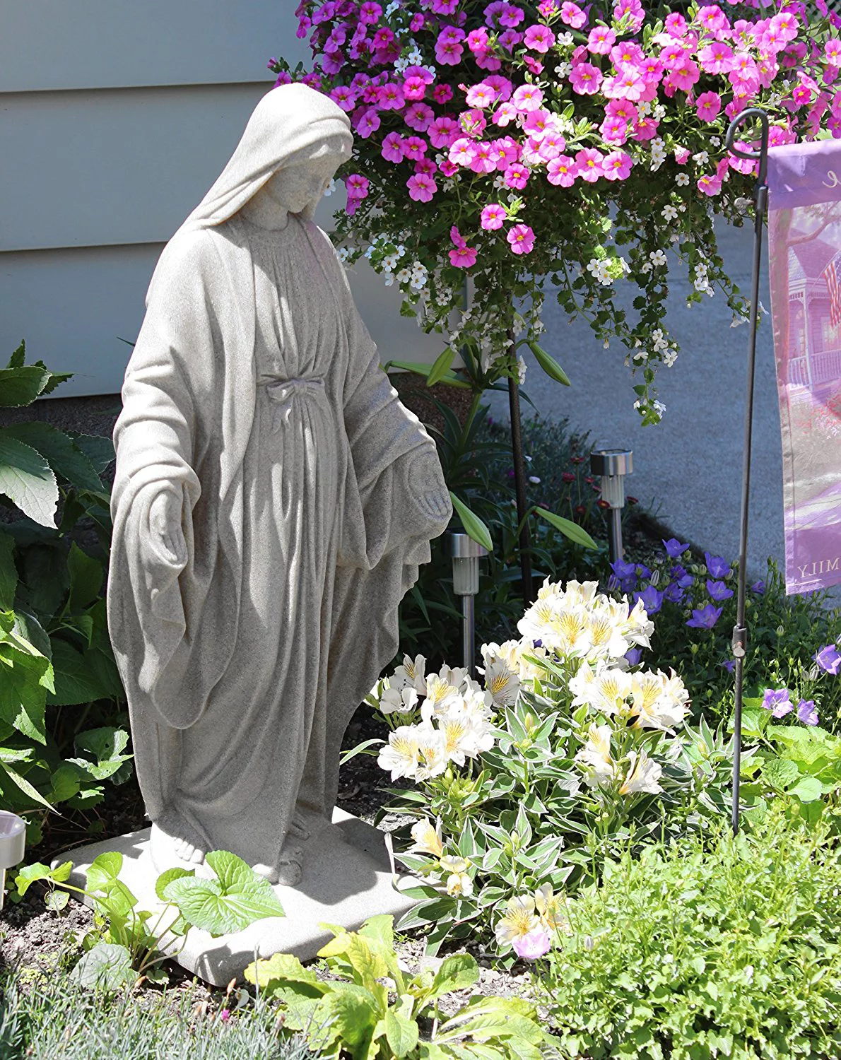 Virgin Mary Garden – Natural Granite Appearance – Made of Resin – Lightweight – 34”