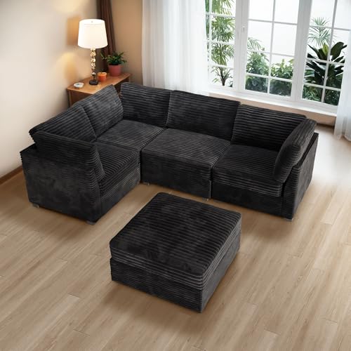 ovios 130.7" Modular Sectional Sofa Couch, U-Shaped Cloud Couches with 2 Ottomans Chaise