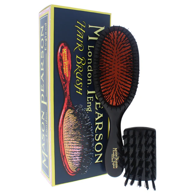 Handy Pure Bristle Brush - B3 Dark Ruby by Mason Pearson for Unisex - 2 Pc Hair Brush and Cleaning Brush