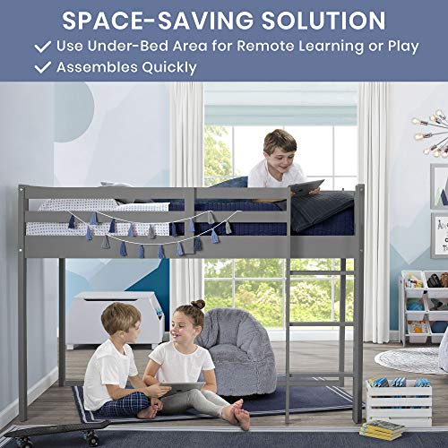 Delta Children Twin Loft Bed with Guardrail and Ladder (Coordinates with Loft Bed Tents Sold Separately), White