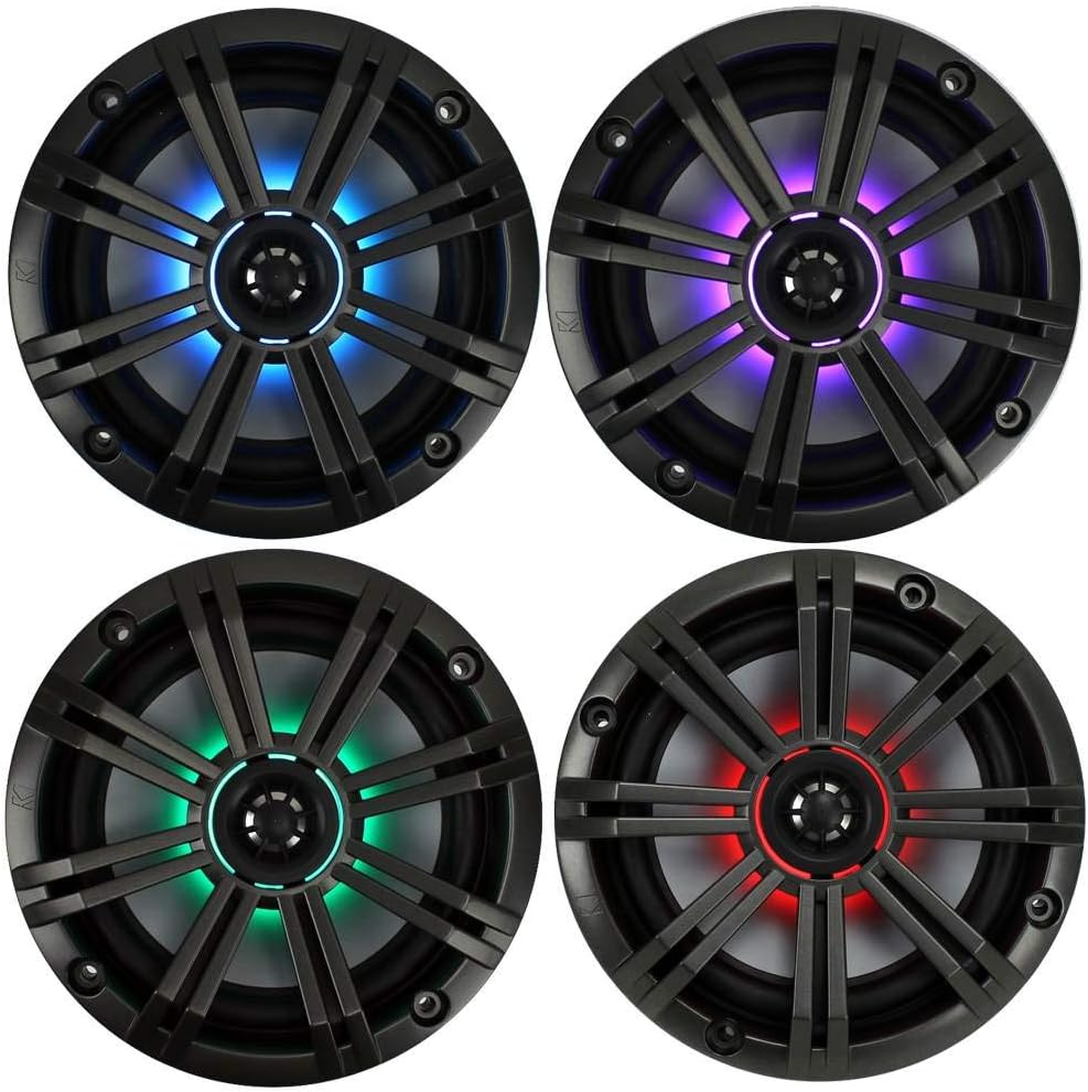 Kicker KM654LCW (41KM654LCW) 6.5 Inch 2-way Marine Speaker Pair with Built-In LED Lighting