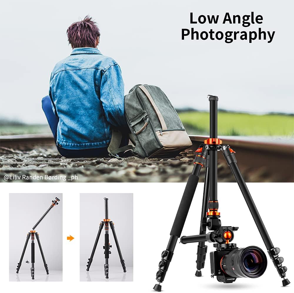 K&F Concept 78 inch DSLR Camera Tripods with Magnesium Alloy Rotatable Multi-Angle Center Column