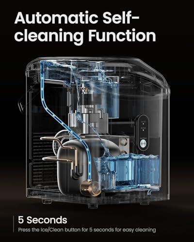 Nugget Ice Maker Countertop, 34lbs/Day, Portable Sonic Pebble Ice Maker with Self-Cleaning, Fast Ice in 6 Mins