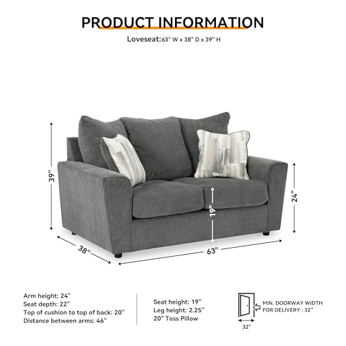 Signature Design by Ashley Stairatt Casual Loveseat with Flared Arms, Gray
