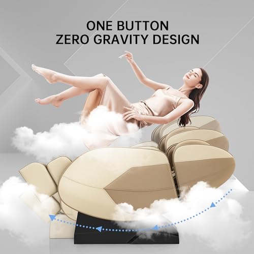 2024 Massage Chair, Full Body Zero Gravity with Shiatsu Massage Roller, 6 Auto Massage Mode, Heater, Foot Massage, Bluetooth, Khaki
