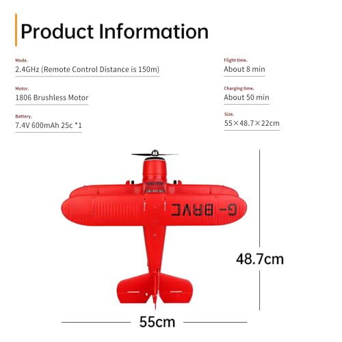 GoolRC RC Plane, WLtoys XK A300 RC Airplane, 4 Channel Brushless Remote Control Airplane, 2.4GHz RC Aircraft Fighter with 3D/6G Mode