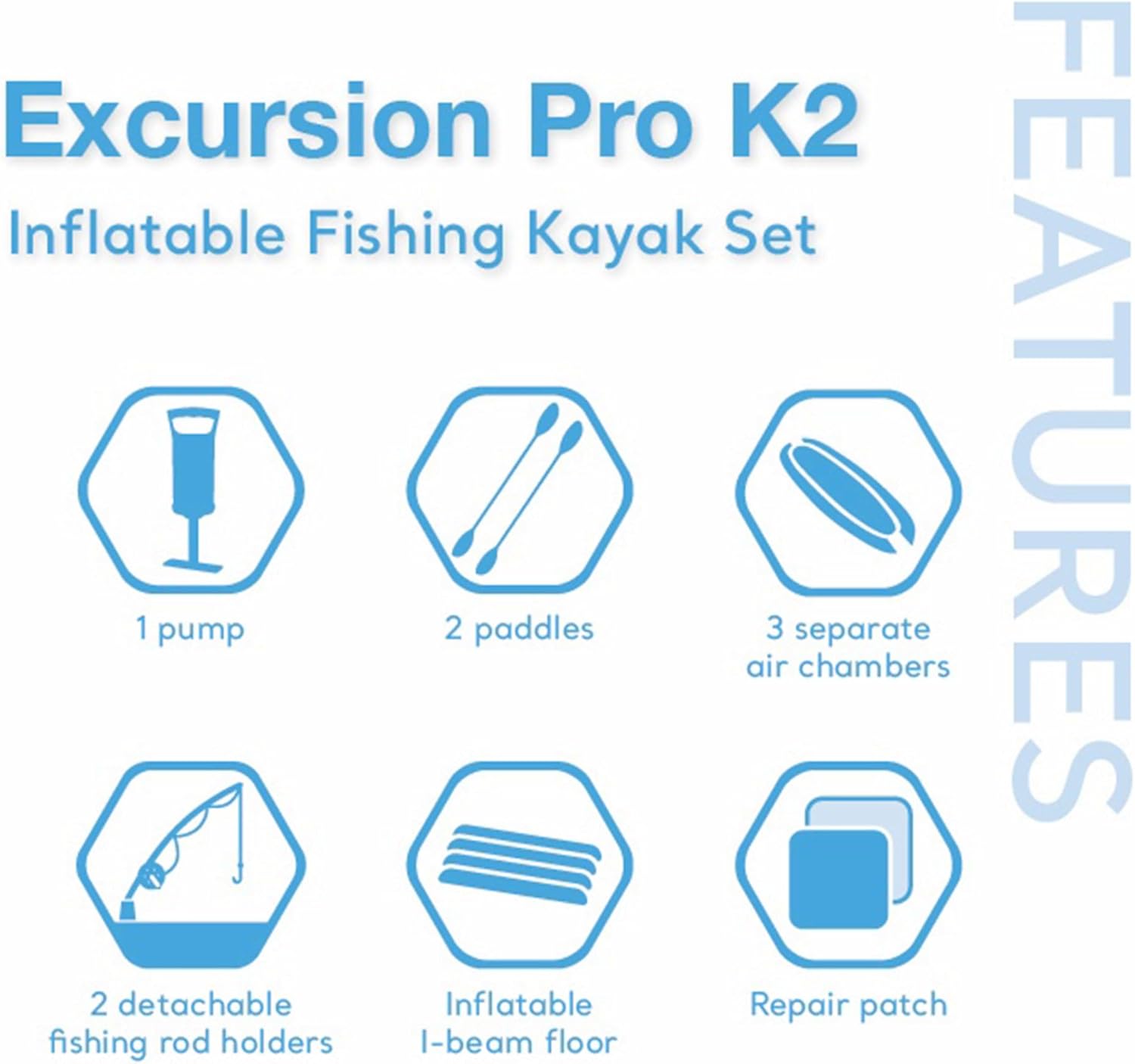 Intex 68309EP Excursion Pro K2 Inflatable Kayak Set: Includes Deluxe 86in Kayak Paddles and High-Output Pump – SuperTough PVC – Adjustable Bucket