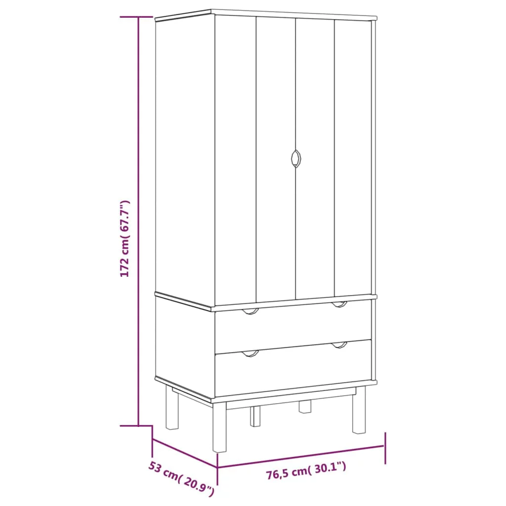 Anself Wardrobe OTTA 30.1"x20.9"x67.7" Solid Wood Pine