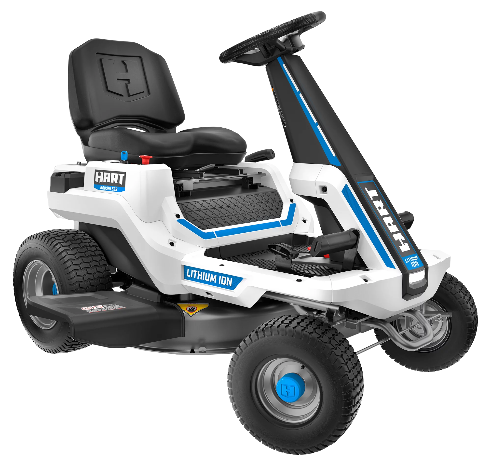 HART 80-Volt 30-inch Deck Lithium-Ion Riding Lawn Mower Kit, (1) Super Charger