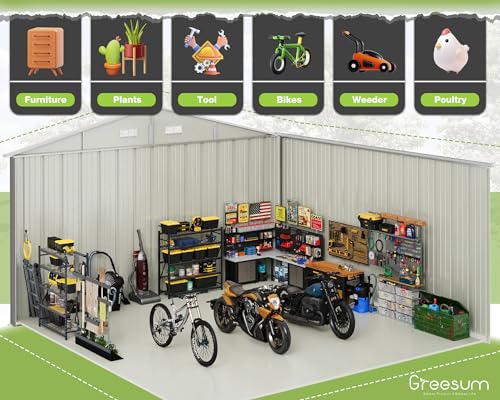 Greesum 5×3 FT Outdoor Storage Shed, Metal Storaged Sheds Without Floor, Tool Sheds with Lockable Doors and Sloping Roof for Garden, Patio, Backyard