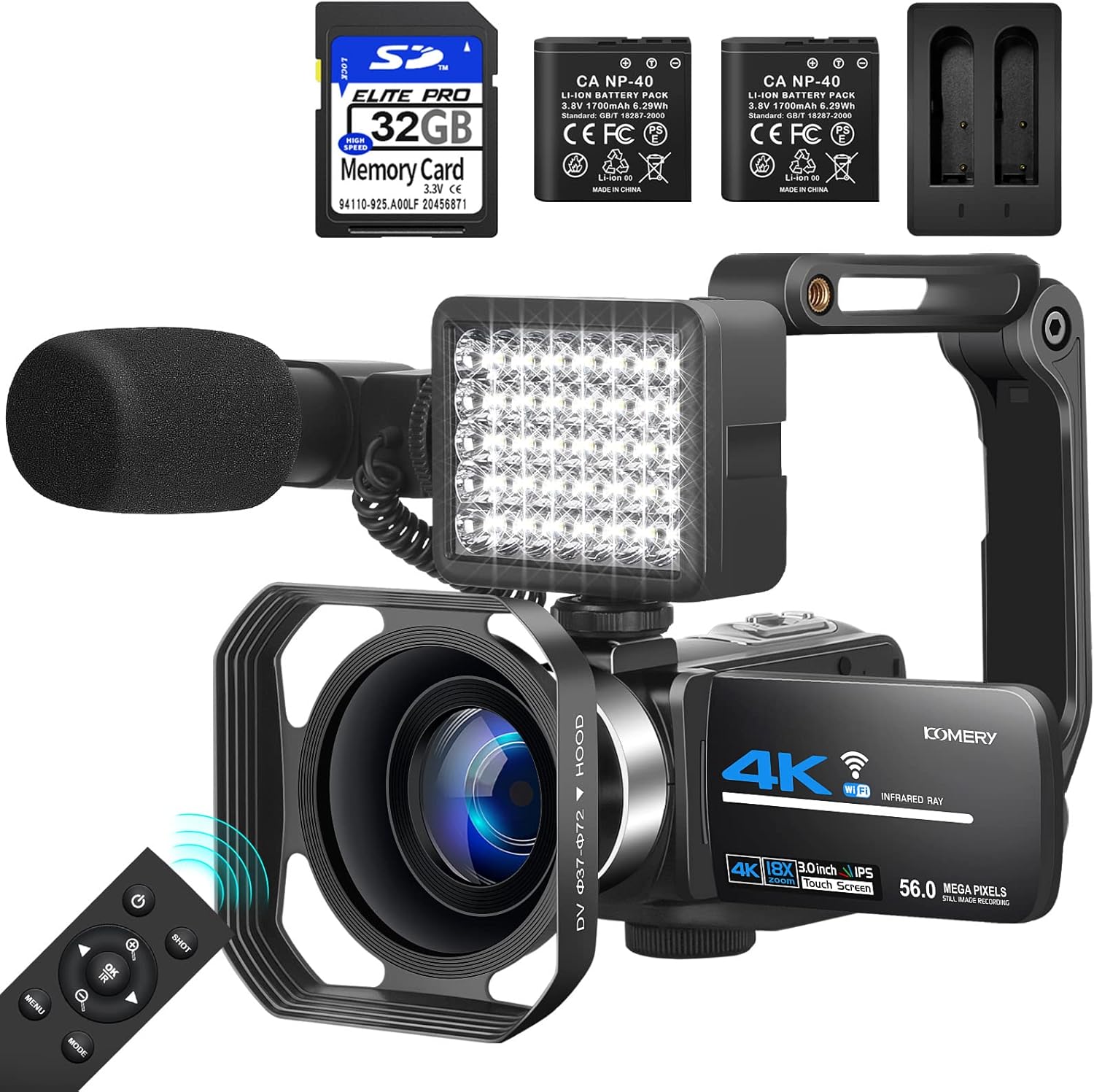 YouTube Video Camera 4k Vlogging Camera UHD 56MP with Night Vision WiFi 18X Zoom Camera with Mic