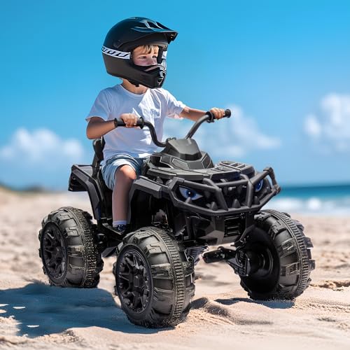 Shark Kids ATV 4 Wheeler, 24V 4WD Electric ATV Ride On Toy for Big Kids, 4X200W Motor, 5.6Mph Max Speed - Green
