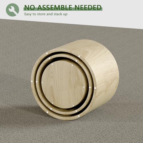 Vikiullf Nesting Coffee Table Set of 3, Round Wooden Coffee Tables, Modern Circle Table for Living Room, Bedroom, Accent Side Table
