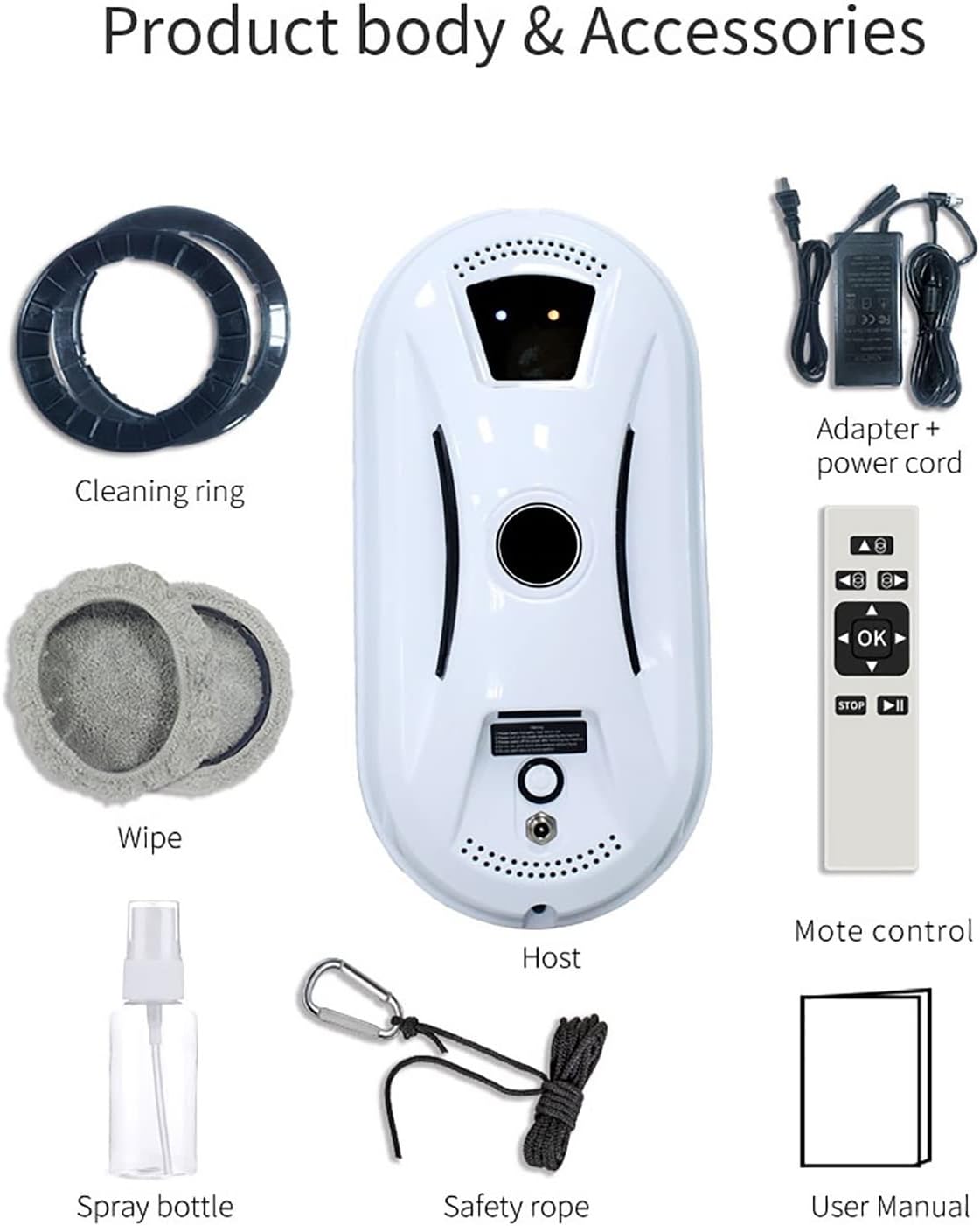 Smart Cleanning Robot Ultra Thin Robot Vacuum Cleaner Window Cleaning Robot Window Cleaner Electric Glass Remote Control for Home for Outdoor/Indoor
