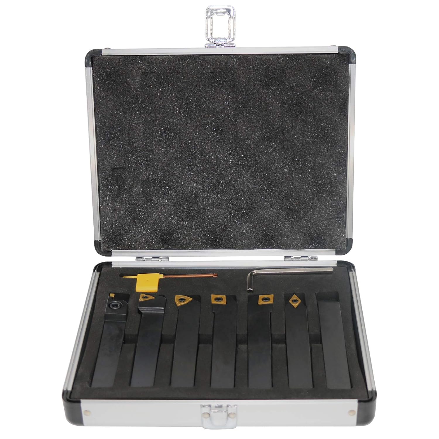 Indexable Lathe Turning Tool,1/2'' Shank 7 Pieces Carbide Turning Tool Set,Metal Lathe Tools Holder with Portable Case