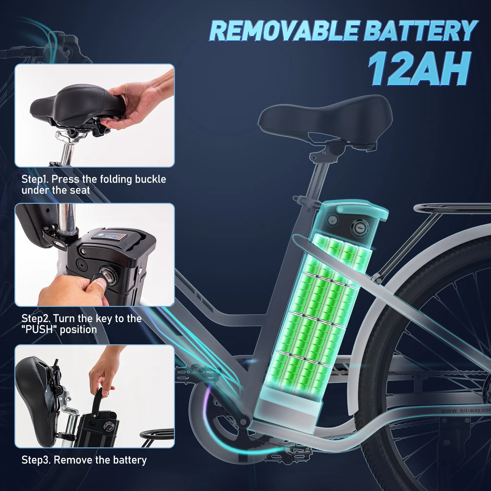 COLORWAY 26 Electric Bike for Woman, 500W Powerful Motor, 36V 12AH Removable Battery E Bike, , Max. Speed 19.9MPH Electric Bicycle