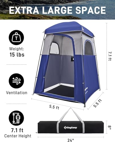 KingCamp Shower Tent, Portable Privacy Tent Outdoor Camping 1/2 Room Toilet Tents with Shower Bag & Dressing Room for Travel Beach Tailgate