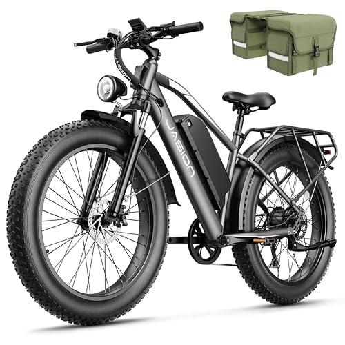 Jasion EB5 MAX Electric Bike for Adults with 1500W Peak Motor, 48V 15Ah (720Wh) Battery Electric Mountain Bike, 26'' x 4'' Fat Tire Ebike